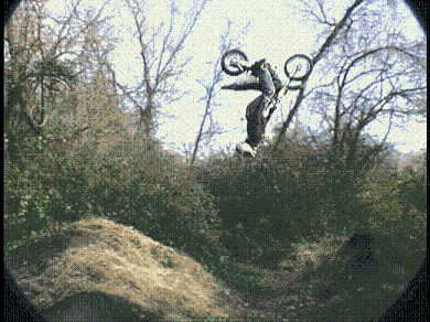 Steve Wagner doing a backflip at the local BMX trails.